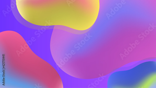 Gradient background with colorful morphing shapes. Meatball spheres. Morphing colorful blobs. Vector 3d illustration. Abstract 3d background. Liquid colors. Decoration for banner or sign design