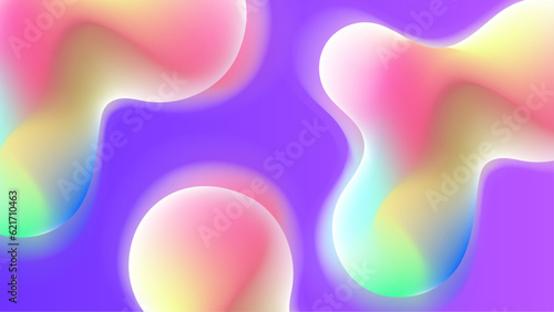Gradient background with colorful morphing shapes. Meatball spheres. Morphing colorful blobs. Vector 3d illustration. Abstract 3d background. Liquid colors. Decoration for banner or sign design