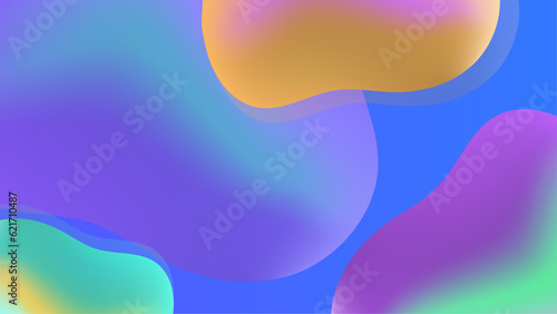 Gradient background with colorful morphing shapes. Meatball spheres. Morphing colorful blobs. Vector 3d illustration. Abstract 3d background. Liquid colors. Decoration for banner or sign design