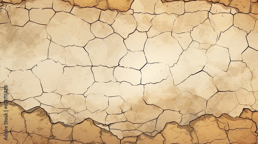 The cracked surface has dirt in close-up view. (Illustration, Generative AI) The cracked surface has dirt in close-up view. (Illustration, Generative AI)