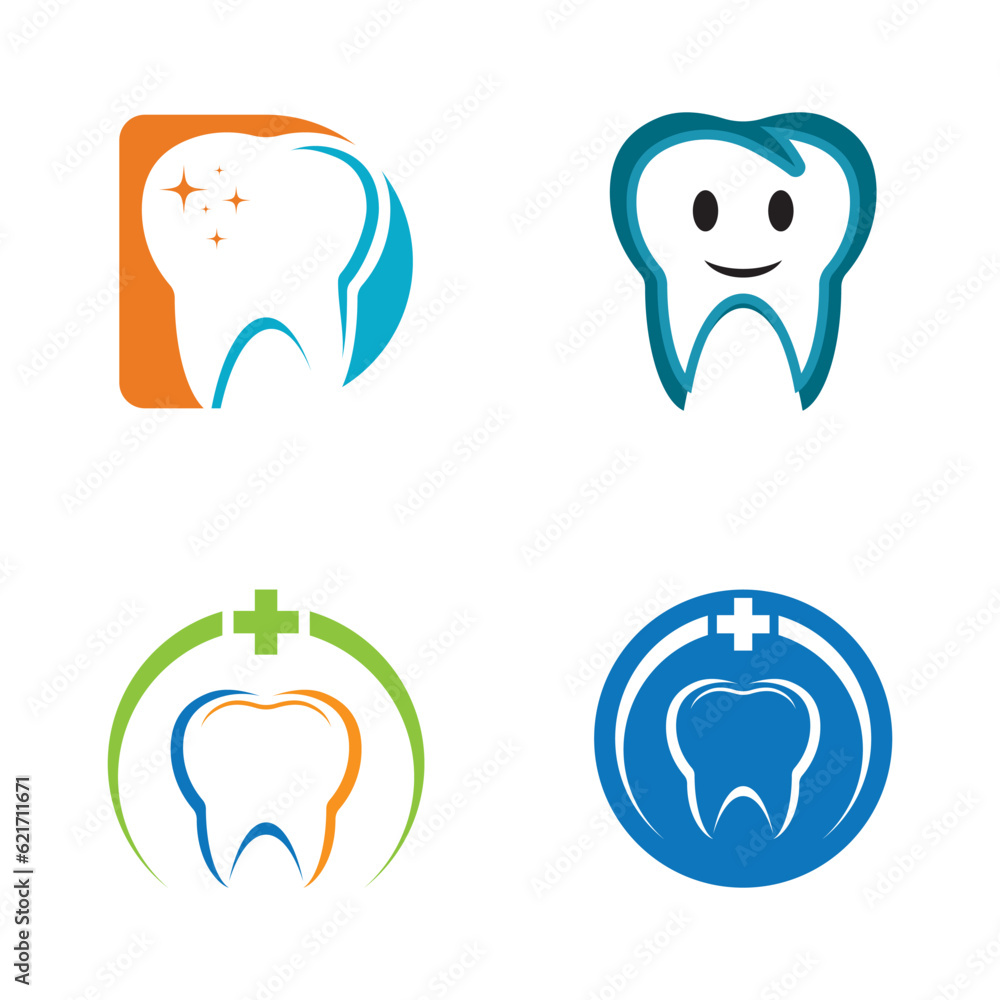 Dental logo template vector icon set Dental logo template vector icon set