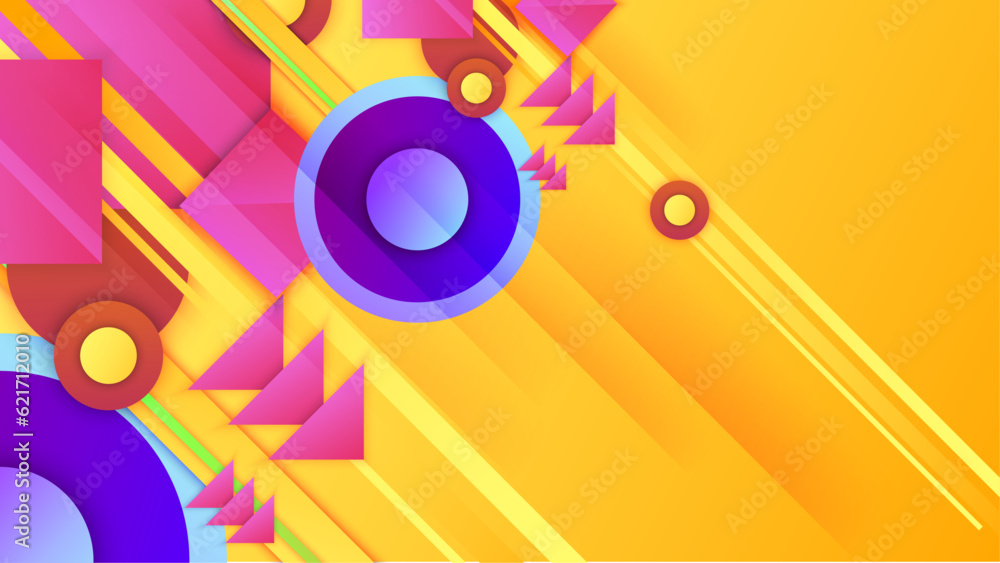 Obraz premium vector flat design geometric shapes background in colorful gradient style
