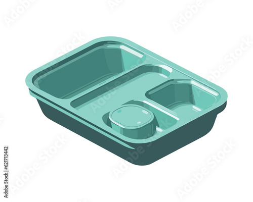 Green plastic container for lunch