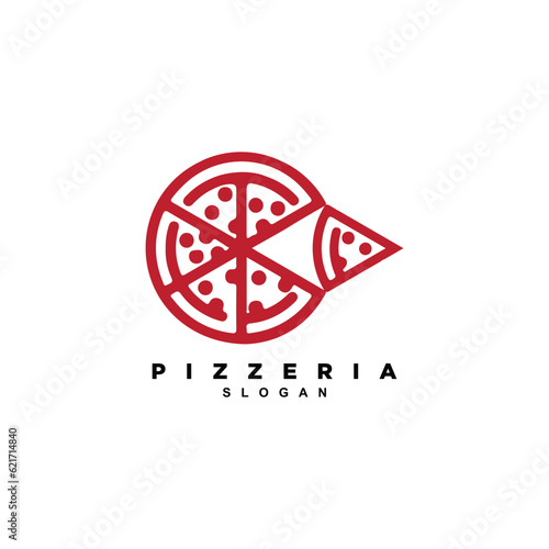 abstract linear Italian pizza logo design. Pizzeria restaurant or cafe logo vector