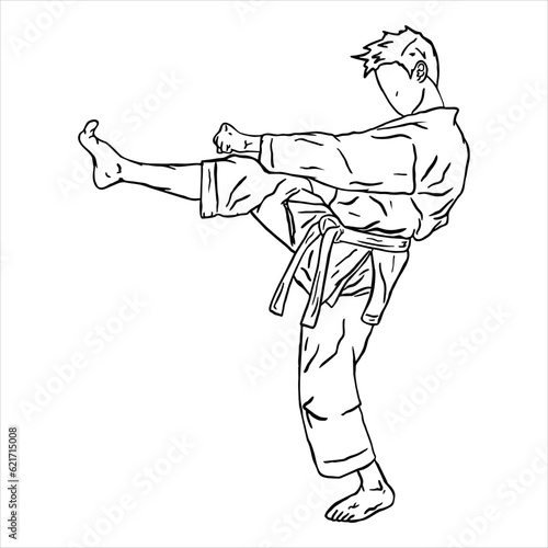 illustration line art of karateka 
