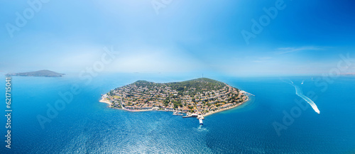 Photography Aerial drone panoramic view of Kinaliada, Turkey