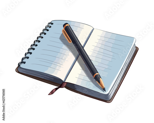 Spiral notebook and pen, ready for studying