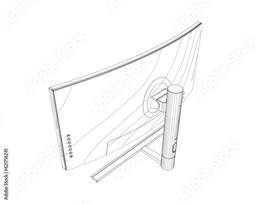 Outline of modern thin frame display computer monitor vector illustration.. © German Ovchinnikov