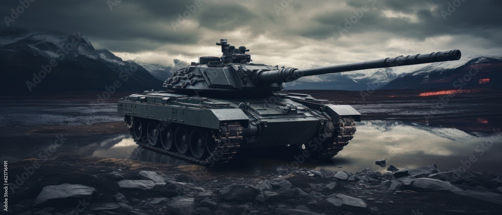 Futuristic tank in dark style. Generative AI Futuristic tank in dark style. Generative AI