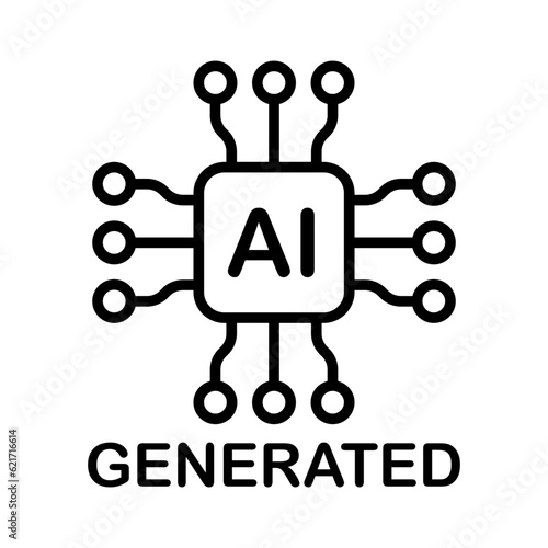 Artificial intelligence generated icon vector AI sign for graphic design, logo, website, social media, mobile app, UI illustration.