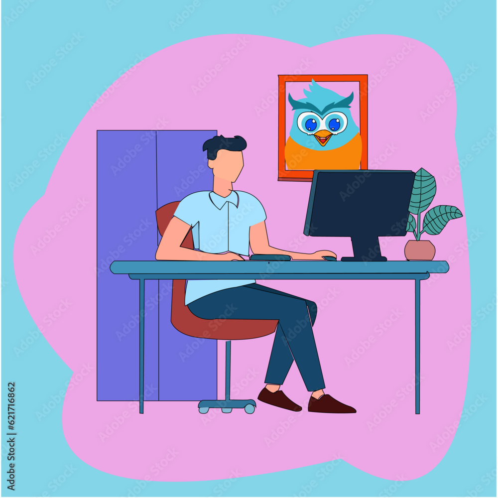 Work Illustration Vector in Office Work Illustration Vector in Office