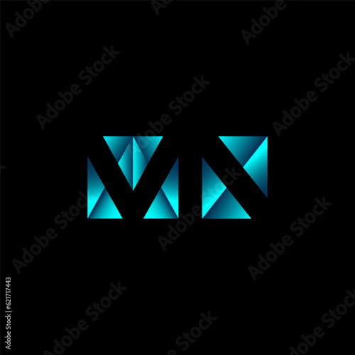 initial letter MN triangle concept logo vector