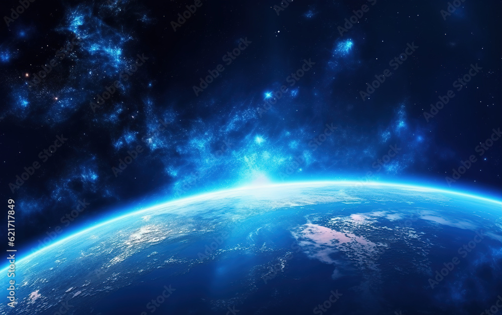 Fototapeta premium The Earth in the Cosmic Sky,created with generative ai tecnology.