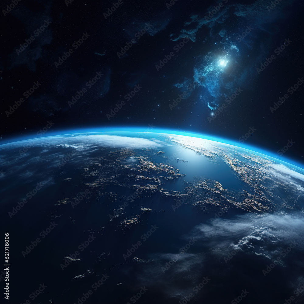 Obraz premium The Earth in the Cosmic Sky,created with generative ai tecnology.