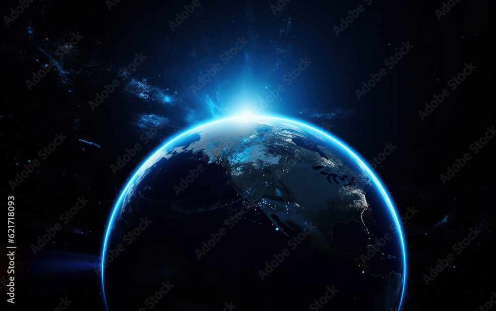 Fototapeta premium The Earth in the Cosmic Sky,created with generative ai tecnology.