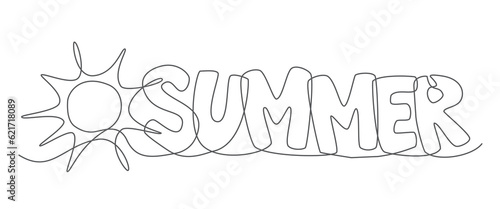 Summer One line drawing on white background