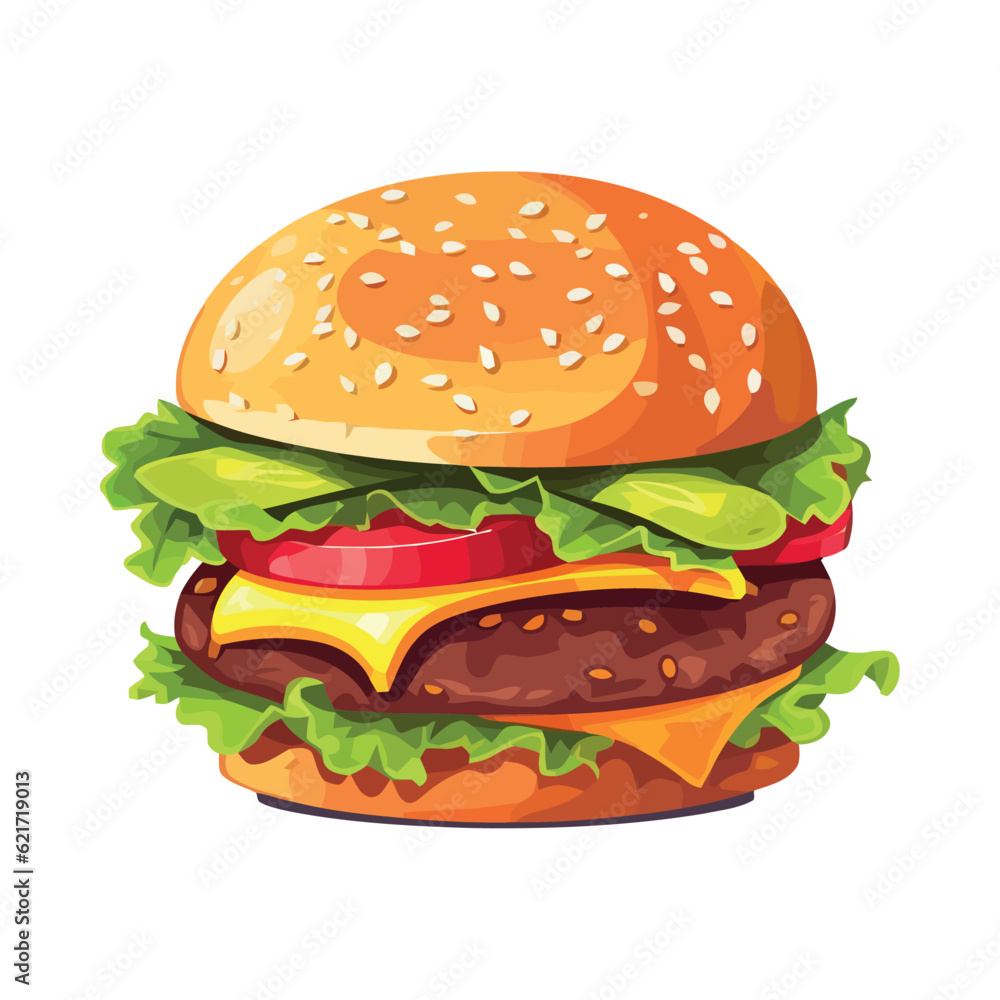 Grilled cheeseburger meal with fresh vegetables Grilled cheeseburger meal with fresh vegetables