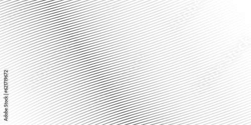 Abstract black and white vector background with curve lines and waves. Diagonal lines halftone effect.