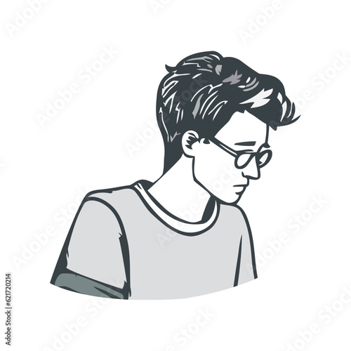 Cute schoolboy with eyeglasses smiling