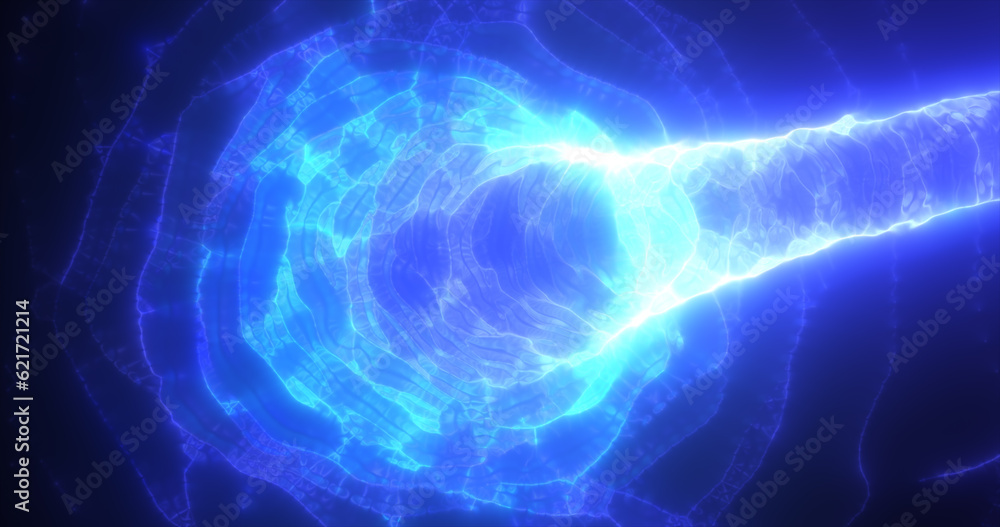 Obraz premium Abstract blue energy tunnel swirling glowing bright futuristic hi-tech background
