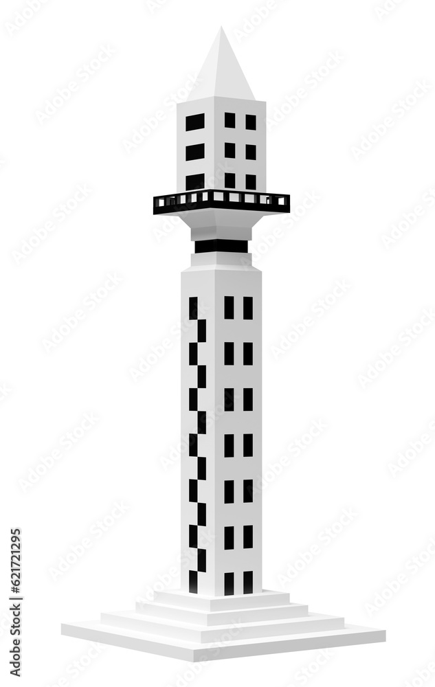 3d tower building icon isolated. 3d render illustration