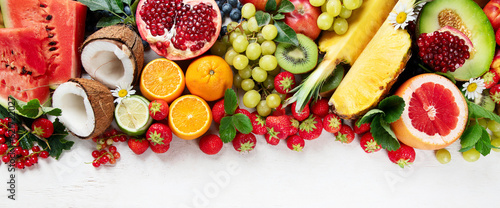 Fresh fruits. Juicy fruits variety natural nutrition.