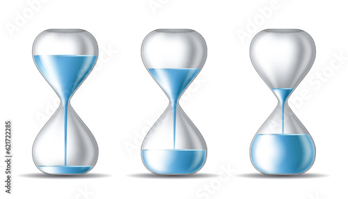 Water falling in the hourglass.