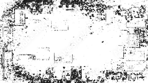 Black and white grunge urban texture vector with copy space. Runge dust messy background. Distressed texture grainy overlay texture. Dirty rough empty cover template. dust texture and Transparent.
