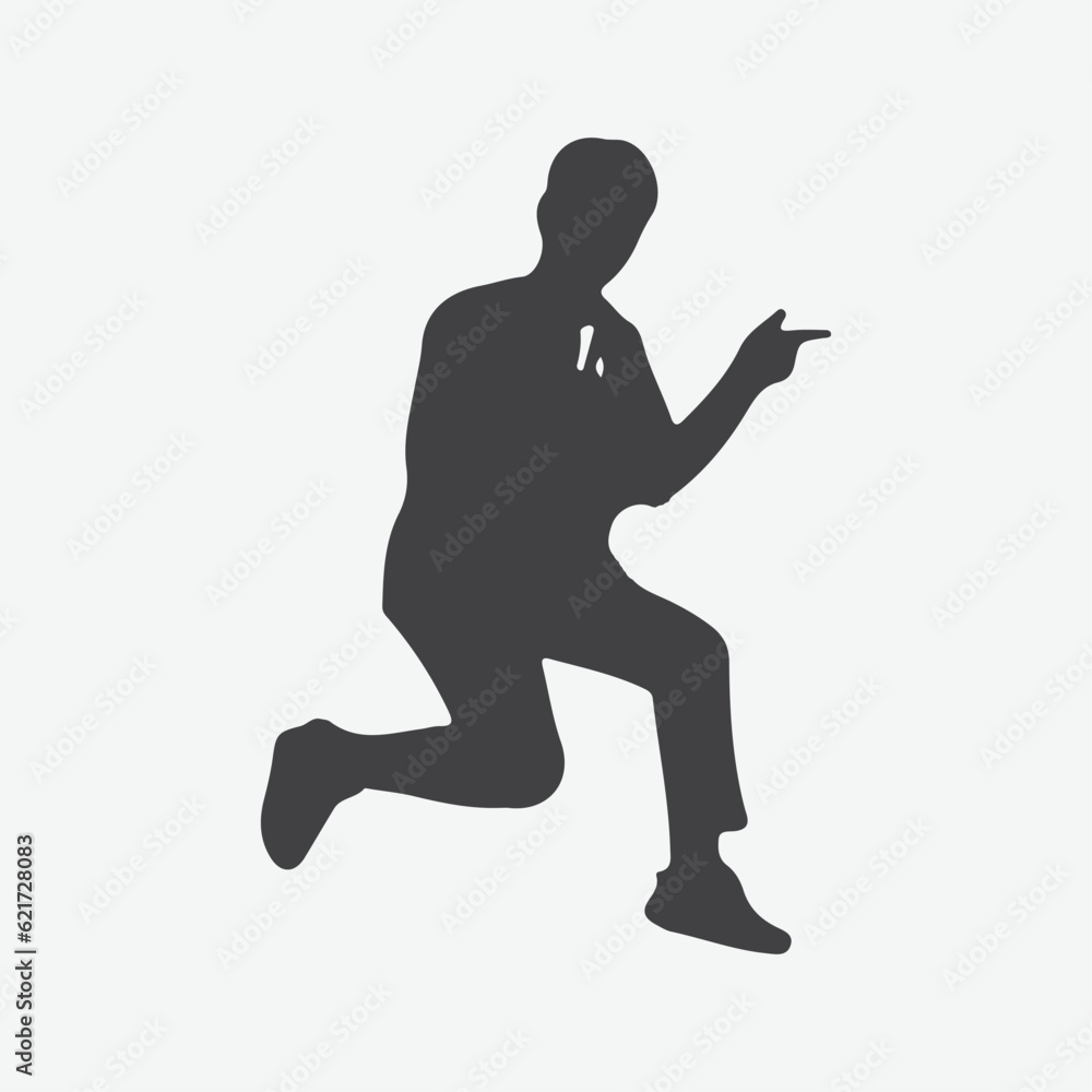 Leap into Possibilities, Energetic Man Jumping Silhouettes with Hand Pointing to Vast Open Space Leap into Possibilities, Energetic Man Jumping Silhouettes with Hand Pointing to Vast Open Space