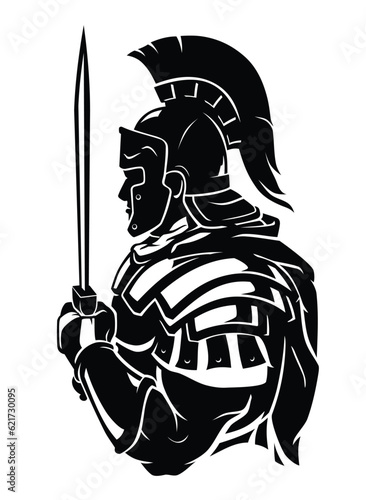 Roman General Bust, Medieval Soldier with Gladius Sword