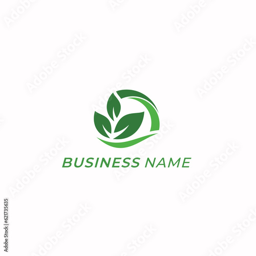 design logo combine leaf organic and circle