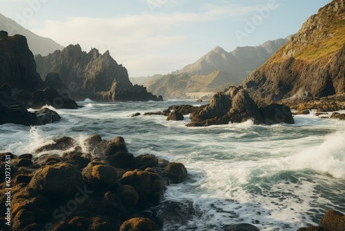 Coastal Cliffs And Wave, Generative AI