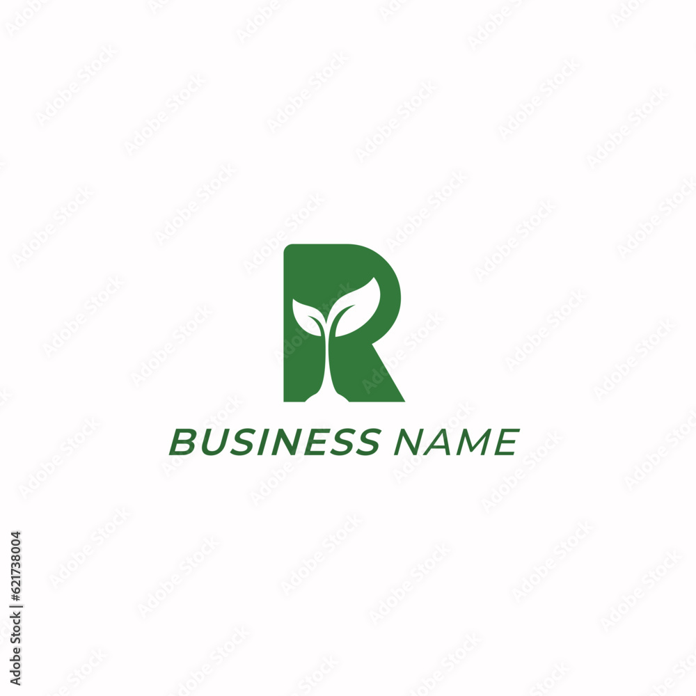 logo design letter R and plant logo design letter R and plant
