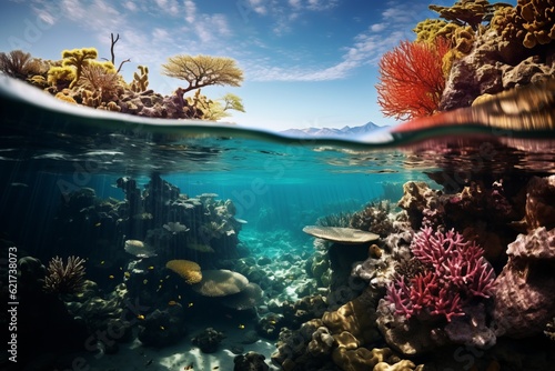 Coral Reef Teeming With Marine Life, Generative AI