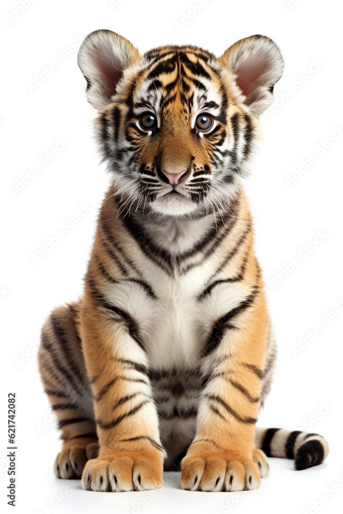 Obraz premium Tiger Cub - Isolated on White