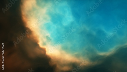 nebula gas cloud in deep outer space, science fiction illustration, colorful space background with stars 3d render 