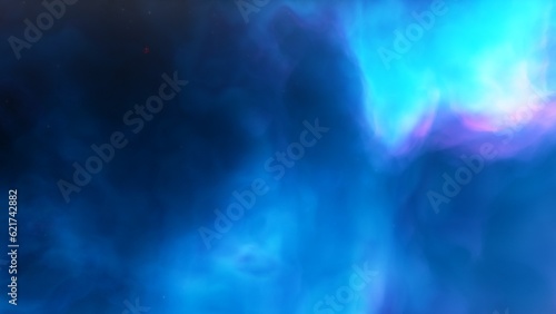 nebula gas cloud in deep outer space, science fiction illustration, colorful space background with stars 3d render 