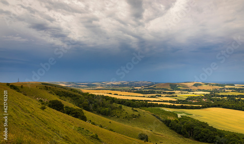 July  storm clouds over Firle Beacon on the south downs east Sussex south east England © SuxxesPhoto