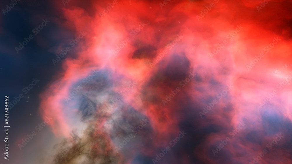 Deep space nebula with stars. Bright and vibrant Multicolor Star field Infinite space outer space background with nebulas and stars. Star clusters, nebula outer space background 3d render
