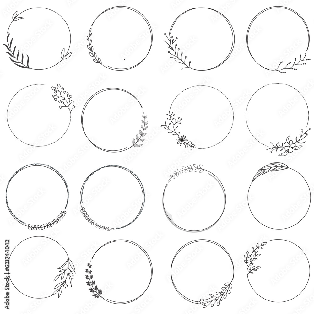 Floral wreaths, big set of floral round frames vector illustration. Perfect for invitations, greeting cards, quotes, blogs, Wedding Frames, posters and more