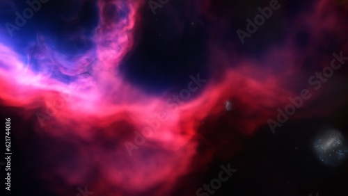 bright nebula, nebula in space, majestic red-purple nebula, beautiful space background 3D render 