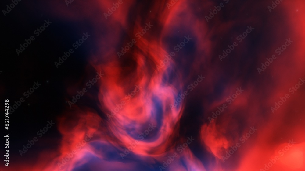 nebula gas cloud in deep outer space, science fiction illustration, colorful space background with stars 3d render
