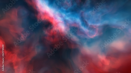 Cosmic background with a blue purple nebula and stars 