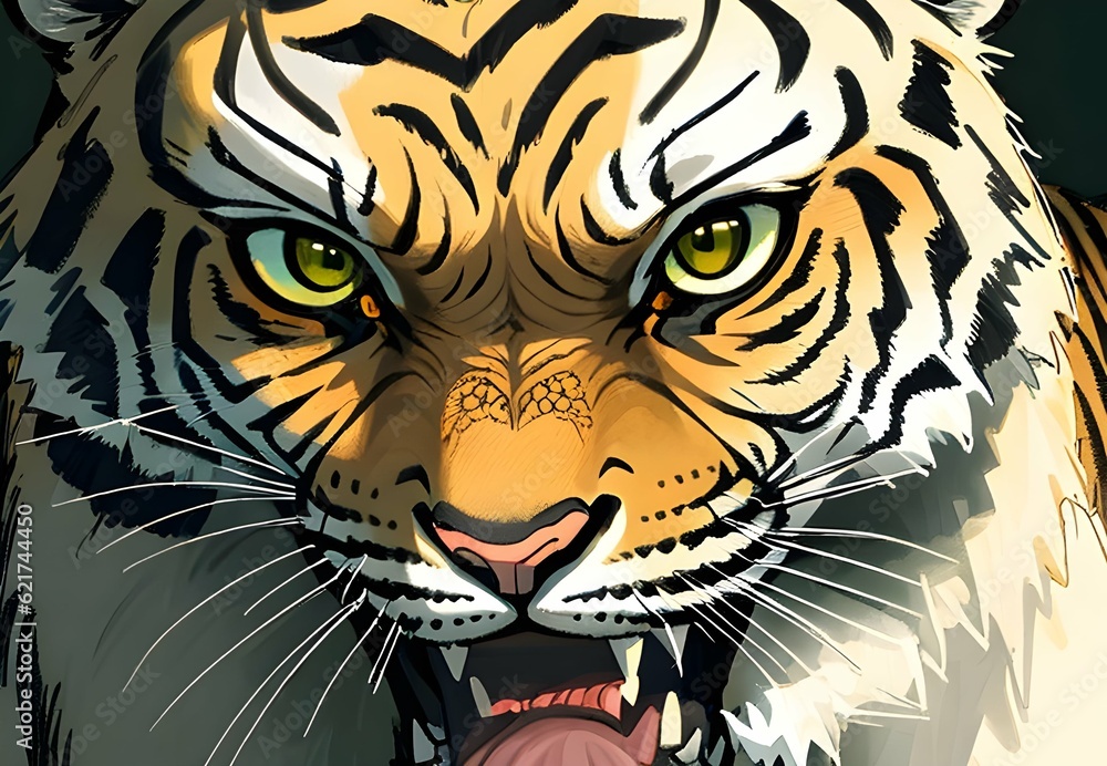 beautiful and realistic tiger illustration, detailed face, Generative AI, Generative, AI beautiful and realistic tiger illustration, detailed face, Generative AI, Generative, AI