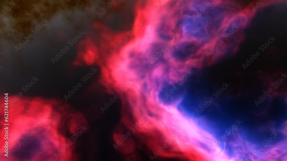 Space background with realistic nebula and shining stars. Colorful cosmos with stardust and milky way. Magic color galaxy. Infinite universe and starry night. 3d render
