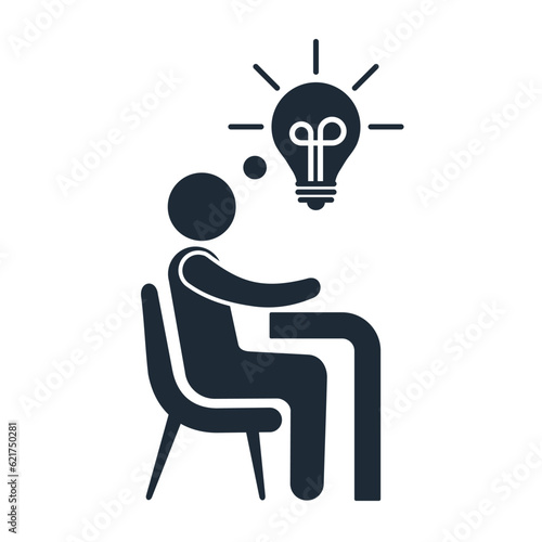 Businessman finds a new idea.Vector illustration isolated on white background. 