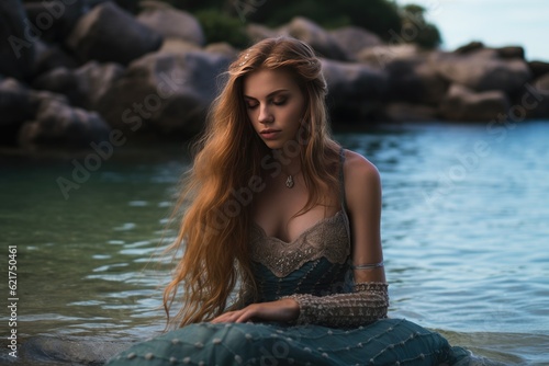 Enchanting beauty of a mermaid gracefully swimming in the sea © YouraPechkin