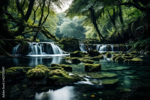 Tranquil Waterfall, Generative AI