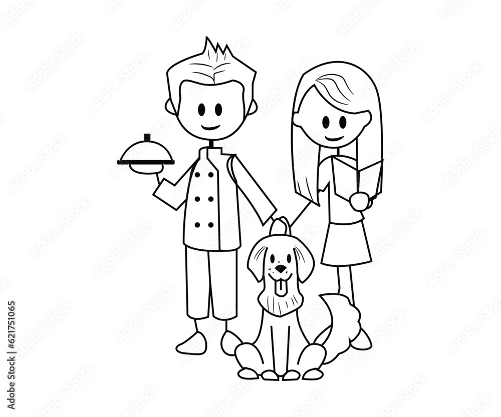 cute chef family illustration 
