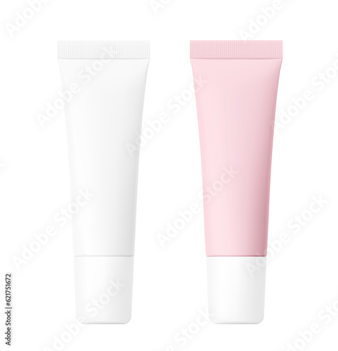 Blank plastic tube mockup.  Front view. Vector illustration isolated on white background. Can be use for your design, advertising, promo and etc. EPS10. 